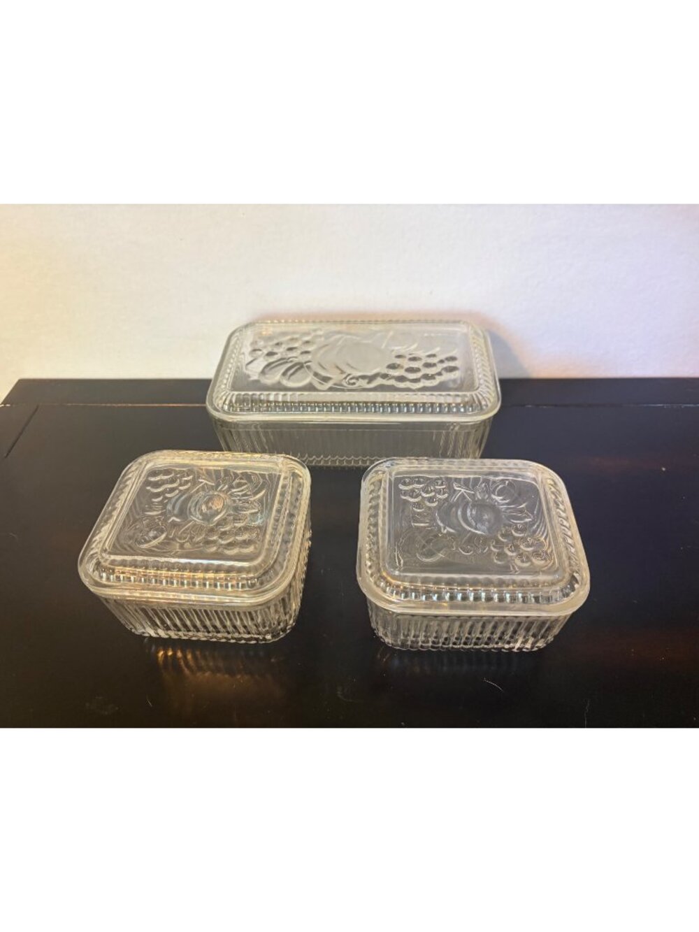 Vintage Federal Glass Refrigerator Dish Set- 3 Piece